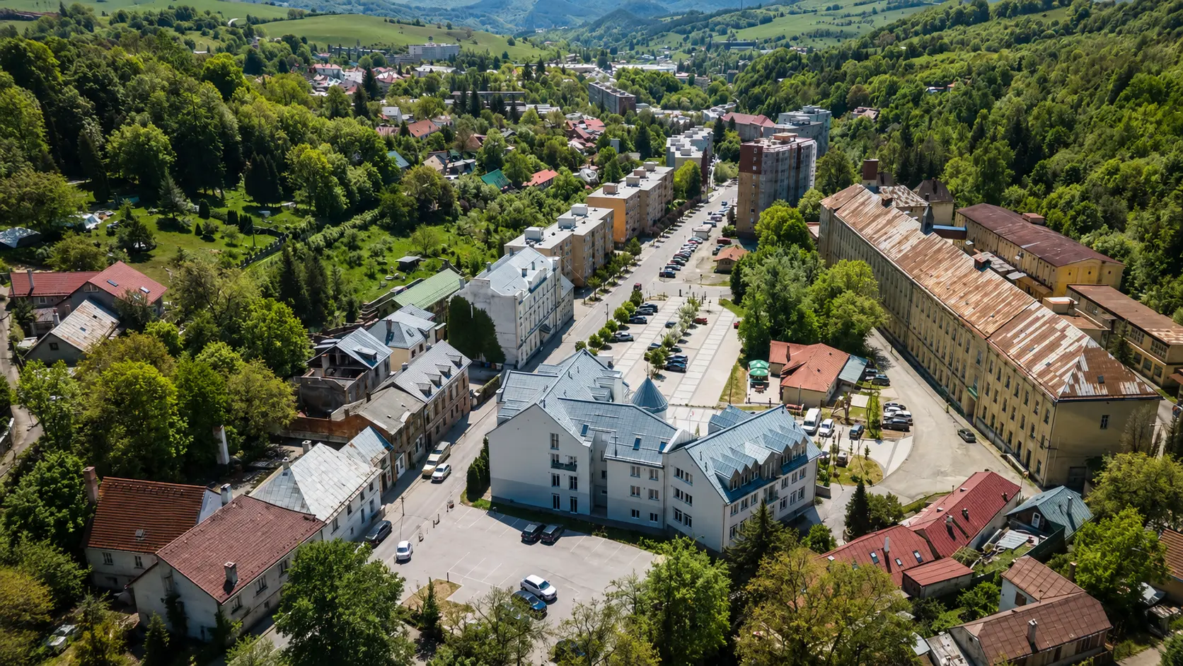 Letecký pohľad na Banskú Štiavnicu a okolie projektu Kerling